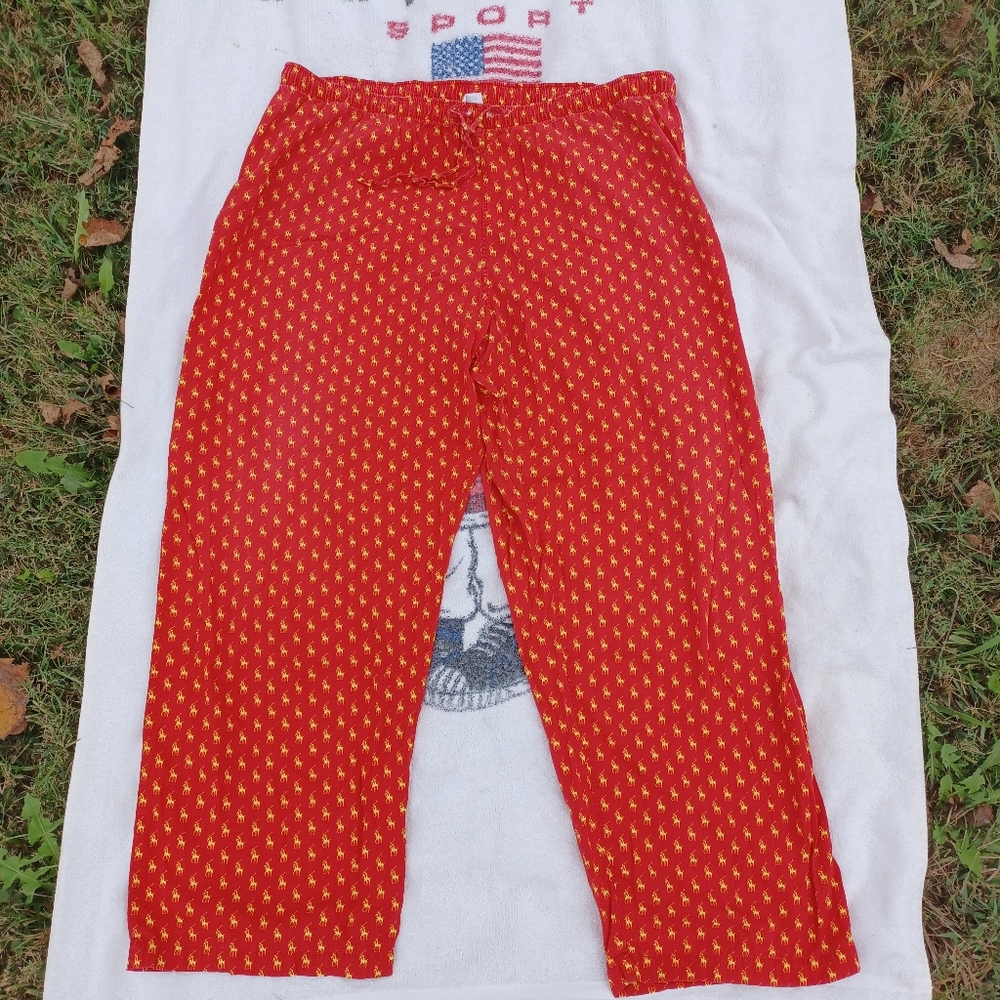 Polo Ralph Lauren Pajama Pants Sz XL Red All Over Pony Lounge Sleepwear VINTAGE